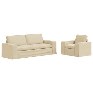 vidaXL Set di divani 2 pz Crema Tessuto