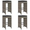 vidaXL Sgabelli da Bar con Cuscini 4 pz Grigi in Polyrattan