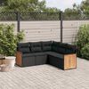 vidaXL Set Divani da Giardino 5 pz con Cuscini in Polyrattan Nero