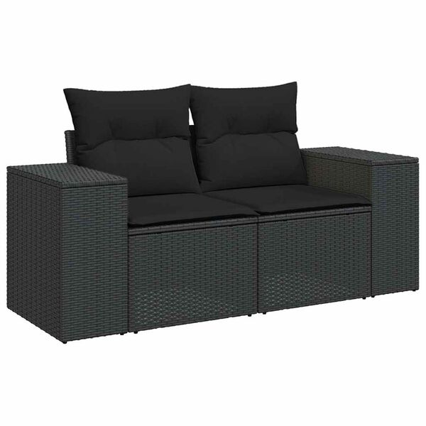 vidaXL Set Divano da Giardino 6 pz con Cuscini Nero Polyrattan Acacia
