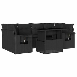 vidaXL Set Divani da Giardino con Cuscini 7pz Nero Polyrattan