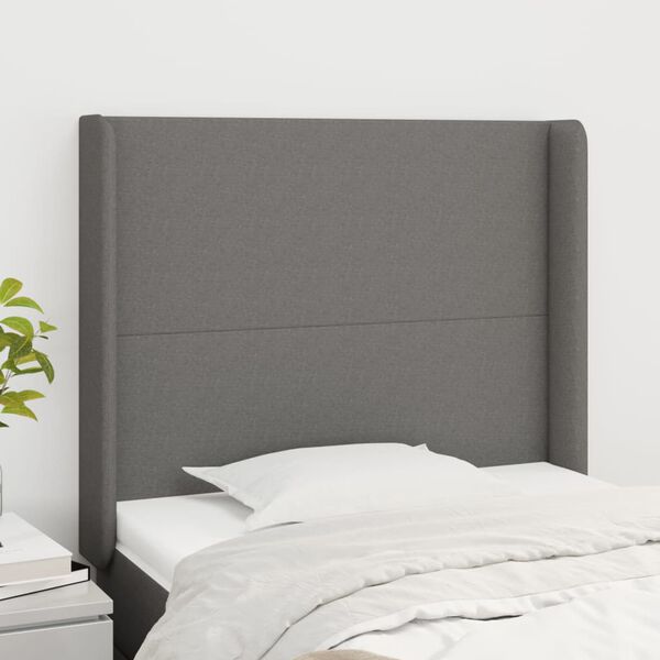 vidaXL Testiera ad Orecchio Grigio Scuro 83x16x118/128 cm in Tessuto