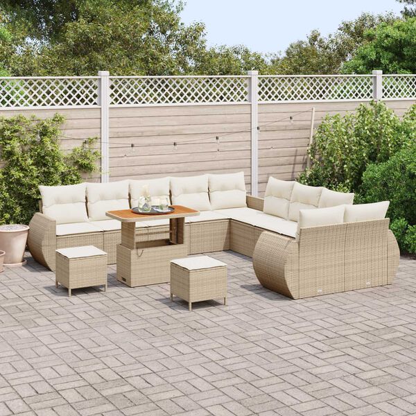 vidaXL Set Divano da Giardino con cuscino 13 pcs beige e panna
