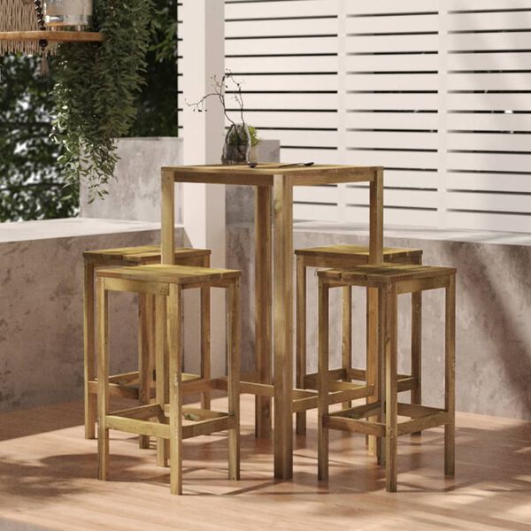 vidaXL Set Bistr&ograve; da Giardino 5 pz in Legno di Pino Impregnato