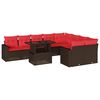 vidaXL Set Divani da Giardino 10 pz con Cuscini Marrone in Polyrattan