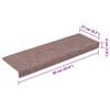 vidaXL Tappetini per scale autoadesivi 15 pz 65x21x4 cm Marrone Chiaro Bordo rettangolare