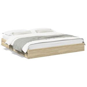 vidaXL Giroletto Cassetti Rovere Sonoma 200x200 cm Legno Multistrato