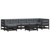 vidaXL Set Divani da Giardino 8 pz con Cuscini in Legno Massello Nero