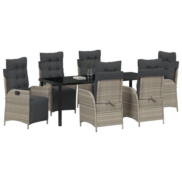 vidaXL Set da Pranzo per Giardino 7 pcs Grigio chiaro polyrattan