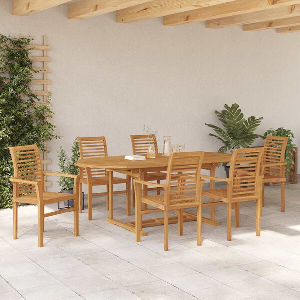 vidaXL Set da Pranzo per Giardino 7 pcs Marrone Legno di teak solido