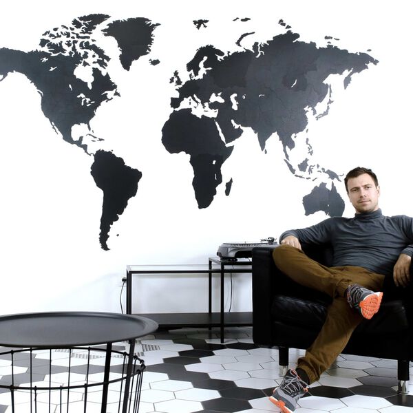 MiMi Innovations Planisfero da Parete in Legno Giant Nero 280x170 cm