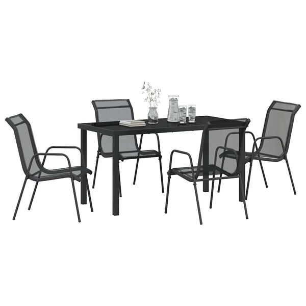 vidaXL Set da Pranzo per Giardino 5 pcs Nero