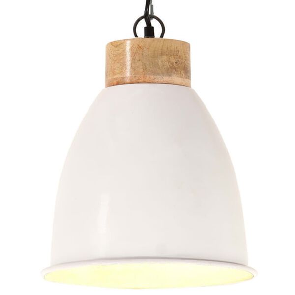 vidaXL Lampadario Industriale Bianco Ferro e Legno Massello 23 cm E27