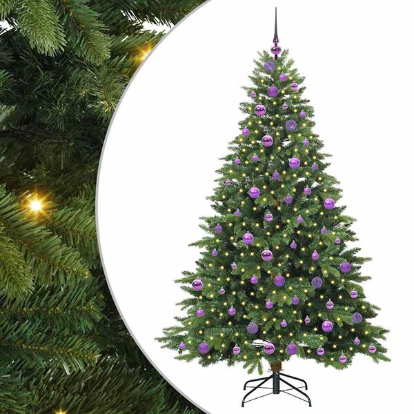 vidaXL Albero di Natale artificiale con 300 LED Verde 180 cm PE e PVC