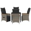 vidaXL Set da Pranzo per Giardino con cuscino 5 pcs Grigio polyrattan