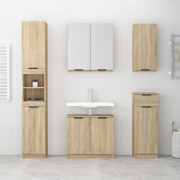 vidaXL Mobile da Bagno a Parete Rovere Sonoma 32x20x67 cm