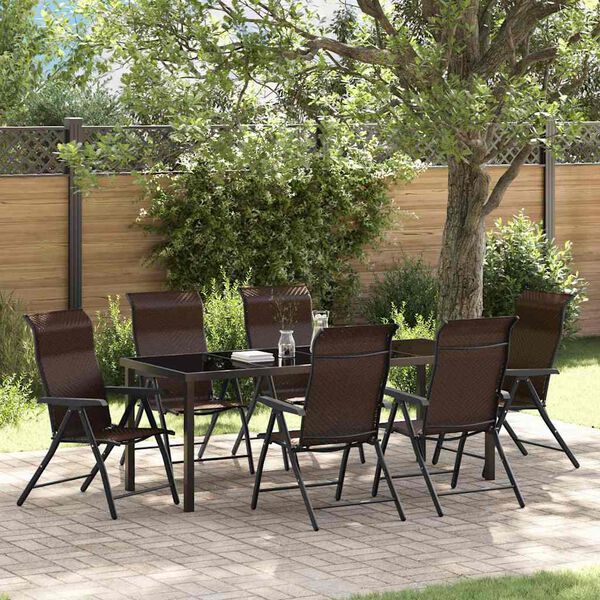 vidaXL Set da Pranzo per Giardino 7 pcs Marrone