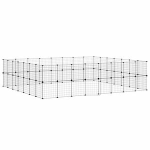 vidaXL Gabbia per Animali 60 Pannelli con Porta Nera 280x245x70 cm Acciaio