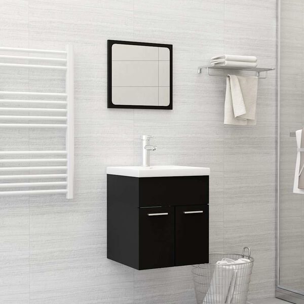 vidaXL Set Mobili da Bagno 2 pz Nero in Legno Multistrato