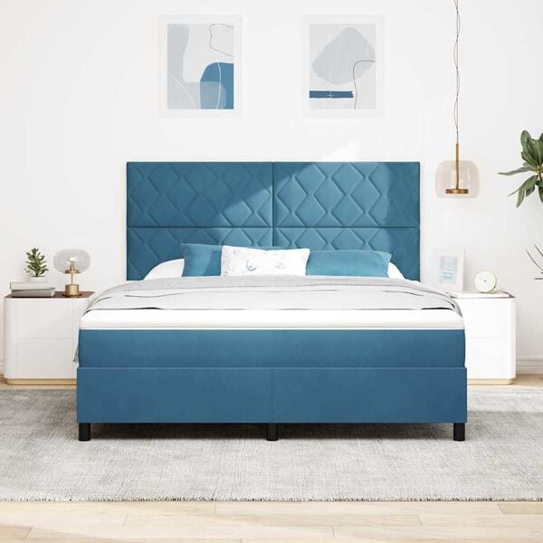 vidaXL Letto a Sorgente LED Blu Scuro 180 x 200 cm Tessuto