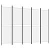 vidaXL Divisorio a 5 Pannelli Bianco 250x180 cm Tessuto