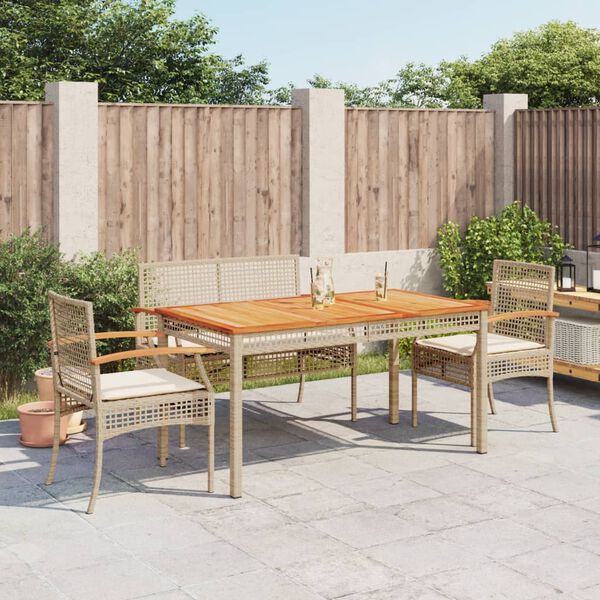 vidaXL Set da Pranzo da Giardino 3 pz con Cuscini Beige in Polyrattan