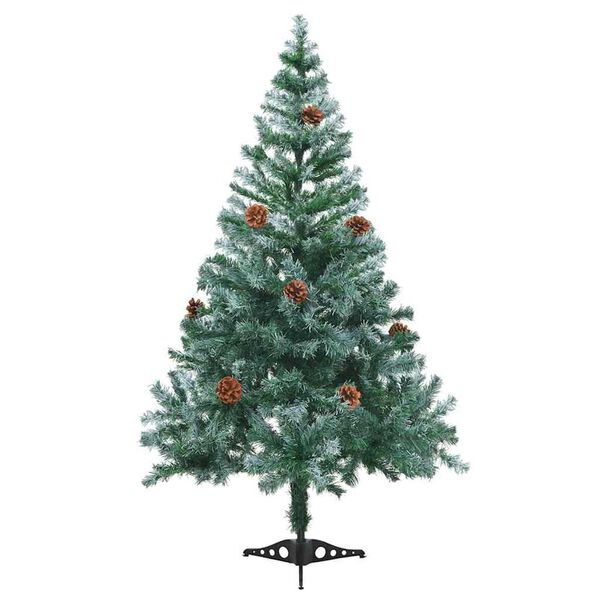 vidaXL Albero di Natale Satinato Preiluminato Palline e Pigne 150 cm