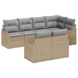 vidaXL Set Divano da Giardino 7 pcs Beige Poly Rattan