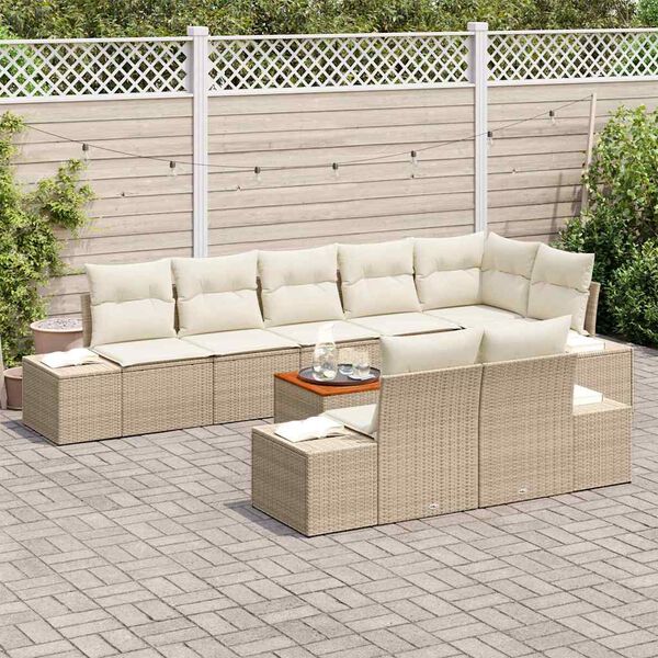 vidaXL Set Divano da Giardino 9 pcs Beige e bianco