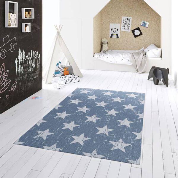 Dutch Lifestyle Tappeto per Bambini Miami 120x170 cm Blu con Stelle