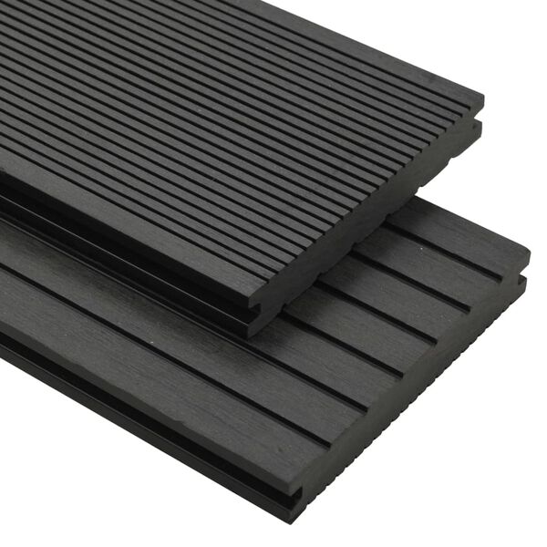 vidaXL Pavimento per Esterni in WPC Pieno Accessori 16 m&sup2; 2,2 m Nero