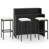 vidaXL Set Bar da Giardino 4 pz con Cuscini Nero