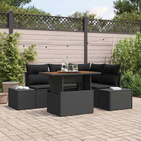 vidaXL Set Divano da Giardino con archiviazione 5 pcs Nero Poly Rattan