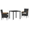 vidaXL Set da Pranzo per Giardino con cuscino 5 pcs Nero polyrattan
