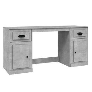 vidaXL Scrivania con Armadietto Grigio Cemento in Legno Multistrato