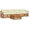 vidaXL Set di divani da esterno 5 pz Naturale e Crema