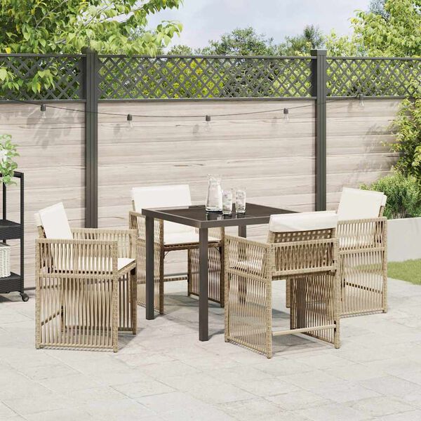 vidaXL Set da Pranzo per Giardino 5 pcs Beige polyrattan