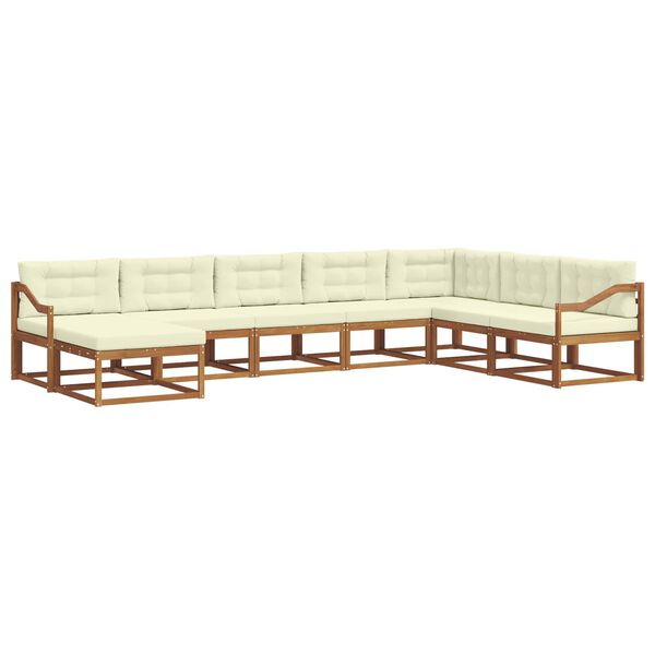 vidaXL Set di divani da esterno con cuscino 8 pcs Naturale e Crema