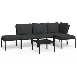 vidaXL Set Salotto da Giardino 6pz con Cuscini Grigi in Acciaio