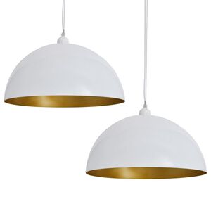 vidaXL Lampada a Sospensione 2pz Altezza Regolabile Semisferica Bianca