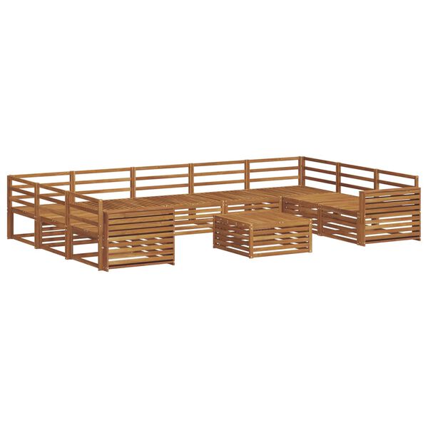 vidaXL Set divani 10 pcs Naturale Legno di Acacia Massello