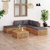 vidaXL Set Divani da Giardino 6 pz Cuscini Grigio Scuro Legno di Teak