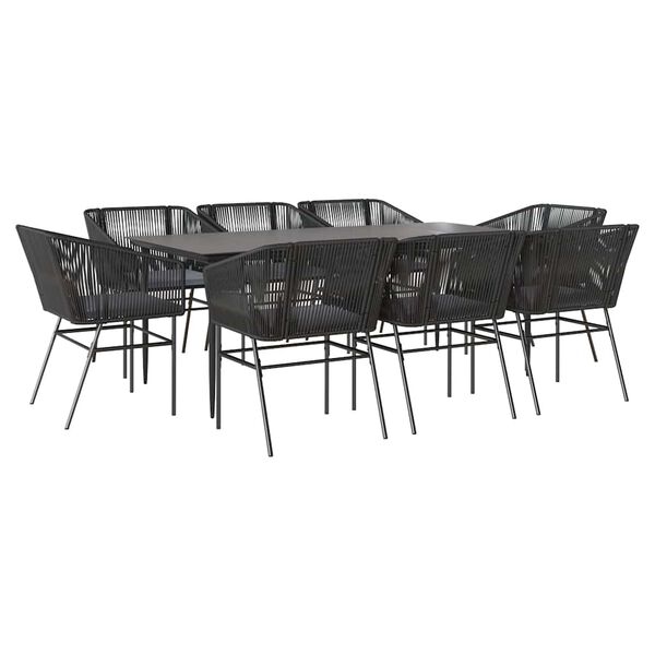 vidaXL Set da Pranzo da Giardino 9 pz con Cuscini Polyrattan Vetro