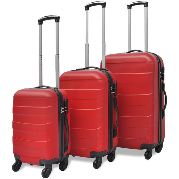 vidaXL Set Trolley 3 pz Rosso