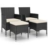 vidaXL Set Sedie da Giardino con Poggiapiedi 4 pz in Polyrattan Nero