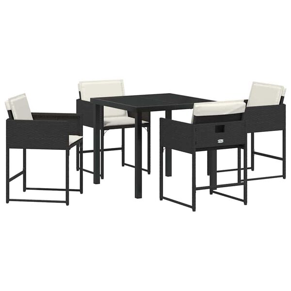 vidaXL Set da Pranzo per Giardino 5 pcs Nero polyrattan
