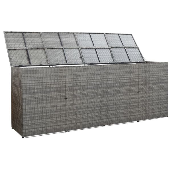 vidaXL Copribidone Quadruplo Spazzatura Antracite 305x78x120 cm Rattan