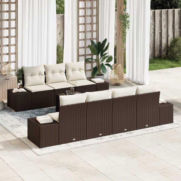 vidaXL Set Divano da Giardino 8 pcs Marrone Poly Rattan