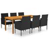 vidaXL Set Mobili da Pranzo per Giardino 7 pz Nero