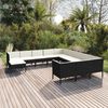 vidaXL Set Divani da Giardino 12 pz con Cuscini in Polyrattan Nero